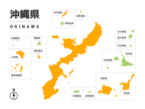 ハブのいる島といない島を示した沖縄県の地図